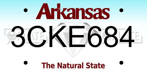 3CKE684 Arkansas License Plate