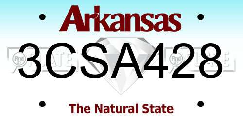 3CSA428 Arkansas License Plate