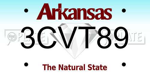 3CVT89 Arkansas License Plate