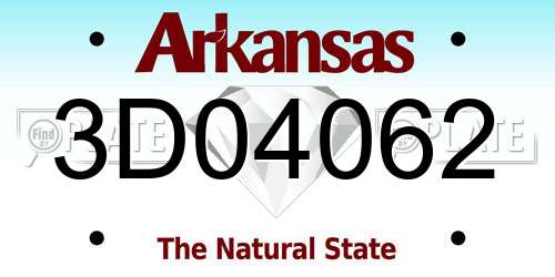 3D04062 Arkansas License Plate