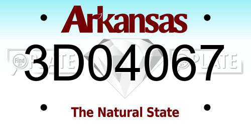 3D04067 Arkansas License Plate