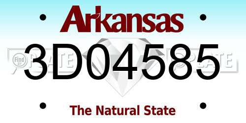 3D04585 Arkansas License Plate