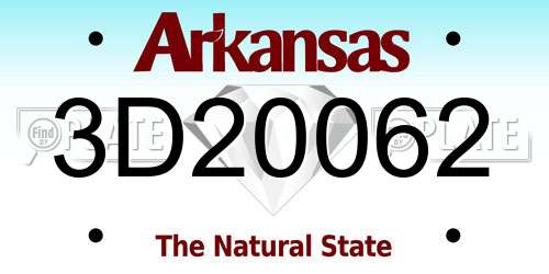 3D20062 Arkansas License Plate