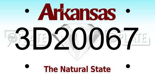 3D20067 Arkansas License Plate