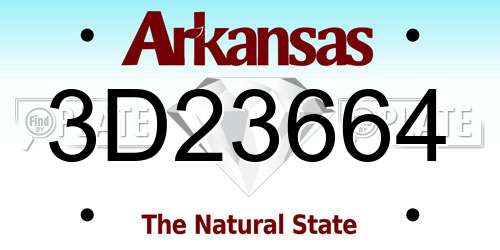 3D23664 Arkansas License Plate