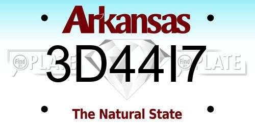 3D44I7 Arkansas License Plate