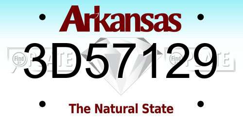 3D57129 Arkansas License Plate