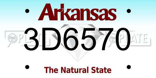 3D6570 Arkansas License Plate