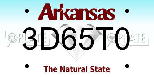 3D65T0 Arkansas License Plate