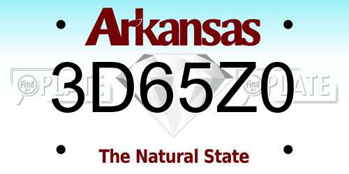 3D65Z0 Arkansas License Plate