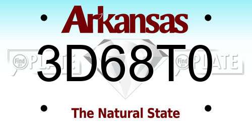 3D68T0 Arkansas License Plate
