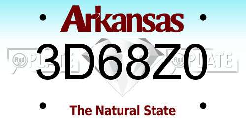 3D68Z0 Arkansas License Plate
