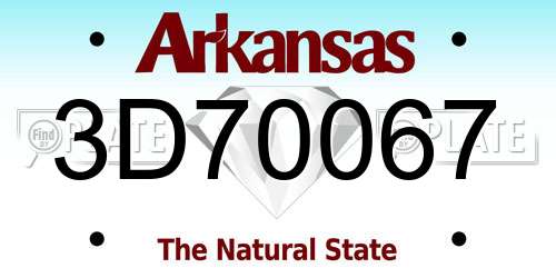 3D70067 Arkansas License Plate