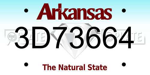3D73664 Arkansas License Plate