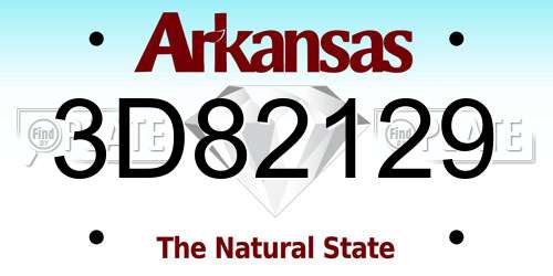 3D82129 Arkansas License Plate