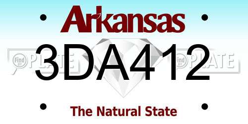 3DA412 Arkansas License Plate