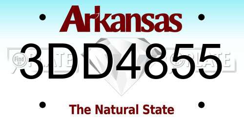 3DD4855 Arkansas License Plate