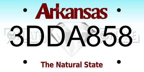 3DDA858 Arkansas License Plate