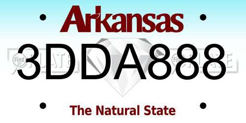 3DDA888 Arkansas License Plate