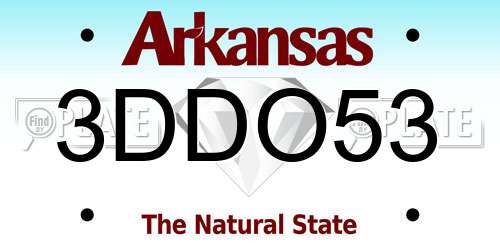 3DDO53 Arkansas License Plate