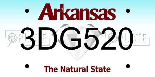 3DG520 Arkansas License Plate
