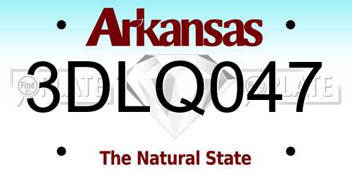 3DLQ047 Arkansas License Plate