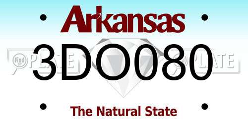 3DO080 Arkansas License Plate