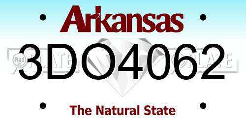3DO4062 Arkansas License Plate