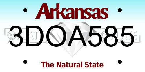 3DOA585 Arkansas License Plate