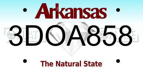 3DOA858 Arkansas License Plate