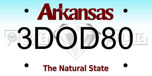3DOD80 Arkansas License Plate