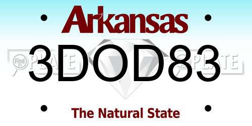 3DOD83 Arkansas License Plate