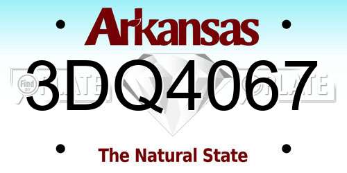 3DQ4067 Arkansas License Plate