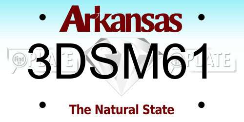 3DSM61 Arkansas License Plate