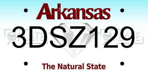3DSZ129 Arkansas License Plate