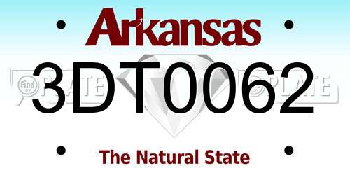 3DT0062 Arkansas License Plate