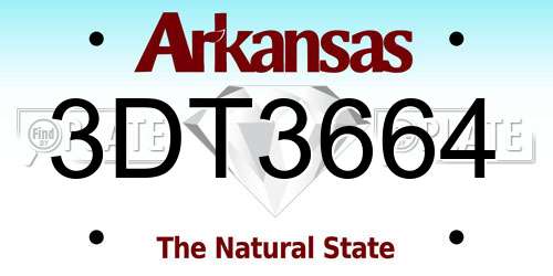 3DT3664 Arkansas License Plate