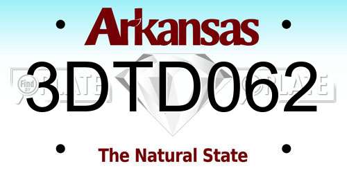 3DTD062 Arkansas License Plate