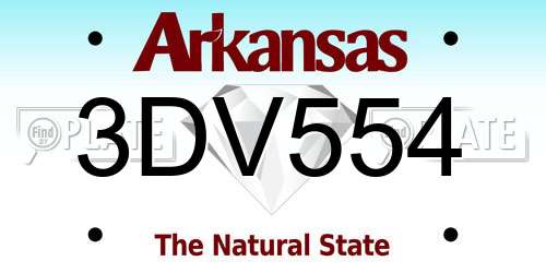 3DV554 Arkansas License Plate
