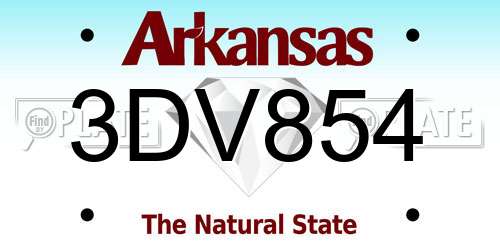 3DV854 Arkansas License Plate