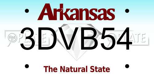 3DVB54 Arkansas License Plate