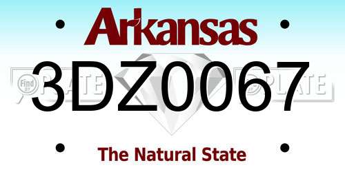 3DZ0067 Arkansas License Plate
