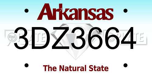 3DZ3664 Arkansas License Plate