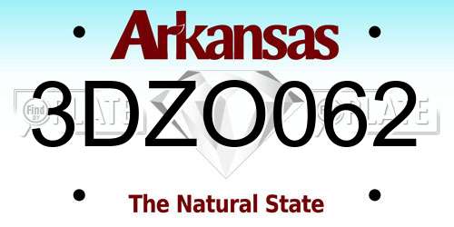 3DZO062 Arkansas License Plate