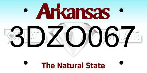 3DZO067 Arkansas License Plate