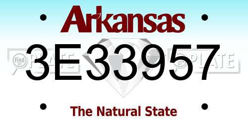 3E33957 Arkansas License Plate