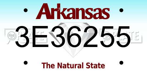 3E36255 Arkansas License Plate