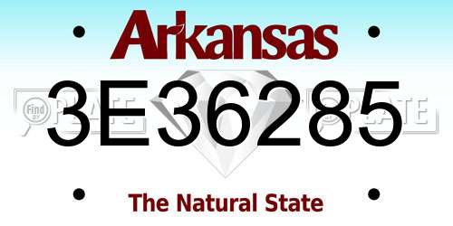3E36285 Arkansas License Plate