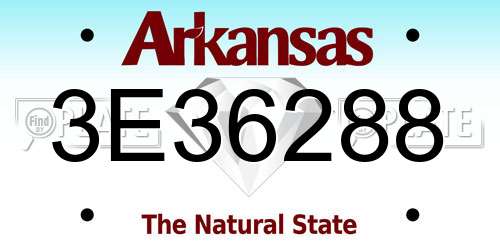 3E36288 Arkansas License Plate