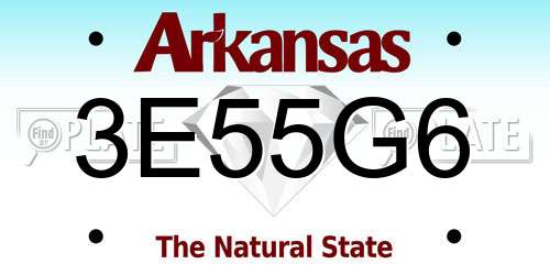 3E55G6 Arkansas License Plate